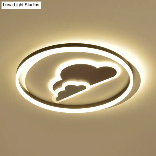 Modern Cloud-Themed Flush Led Ceiling Light In White For Baby Room Silver