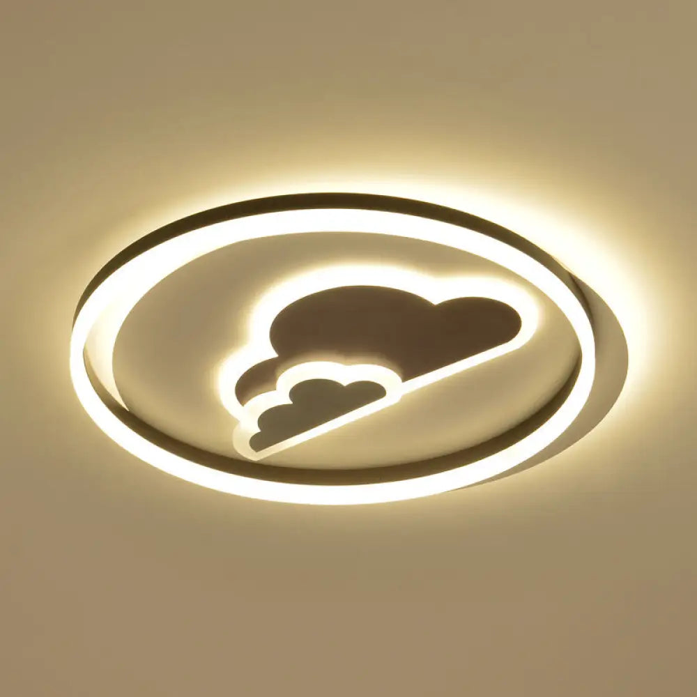 Modern Cloud - Themed Flush Led Ceiling Light In White For Baby Room Silver
