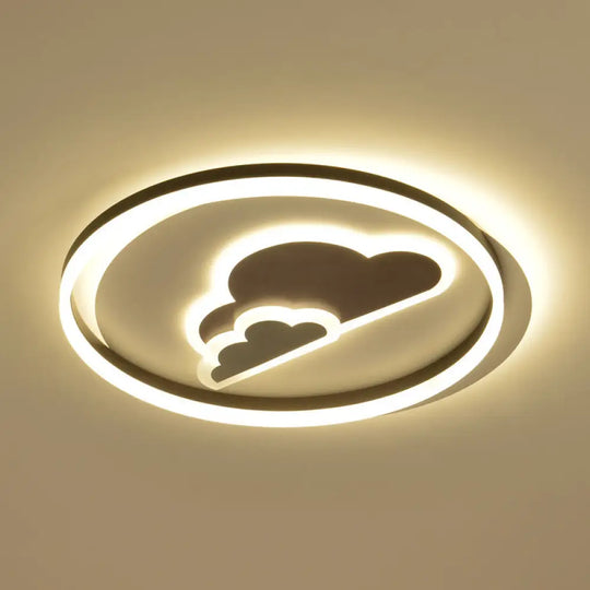 Modern Cloud - Themed Flush Led Ceiling Light In White For Baby Room Silver