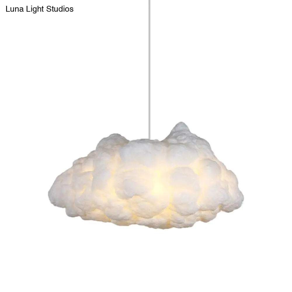 Modern Cloudy Art Silk Chandelier: Stylish Pendant Ceiling Light With 3 Bulbs In White