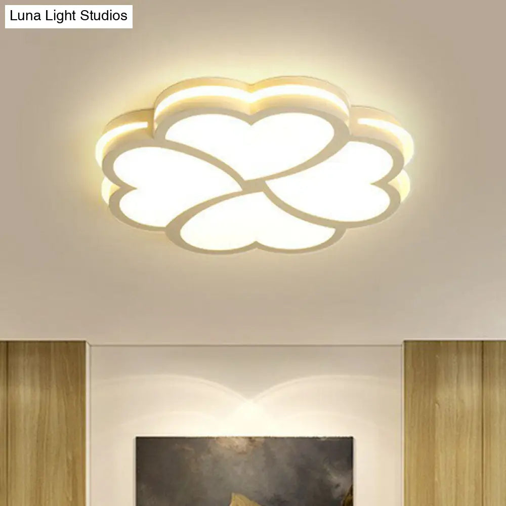 Modern Clover Shaped Bedroom Led Flush Mount Ceiling Light In White / 3 Color