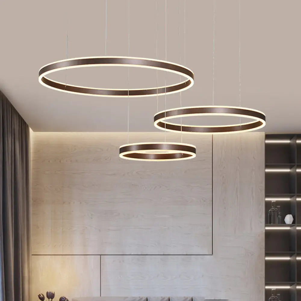 Modern Coffee Acrylic Led Chandelier - 3/4-Light Circle Pendant With Warm/White Lighting 3 / Warm