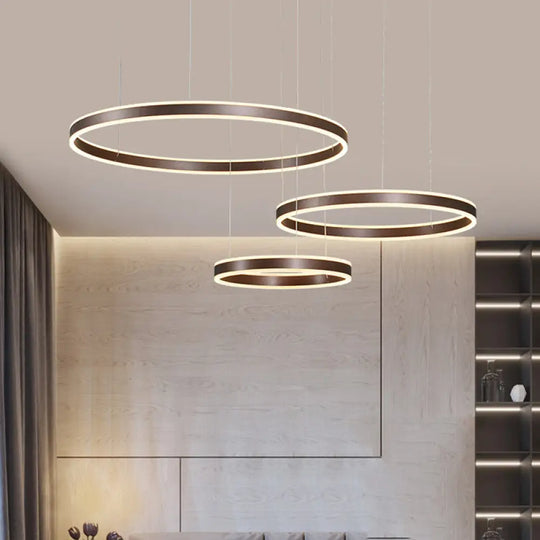 Modern Coffee Acrylic Led Chandelier - 3/4-Light Circle Pendant With Warm/White Lighting 3 / Warm