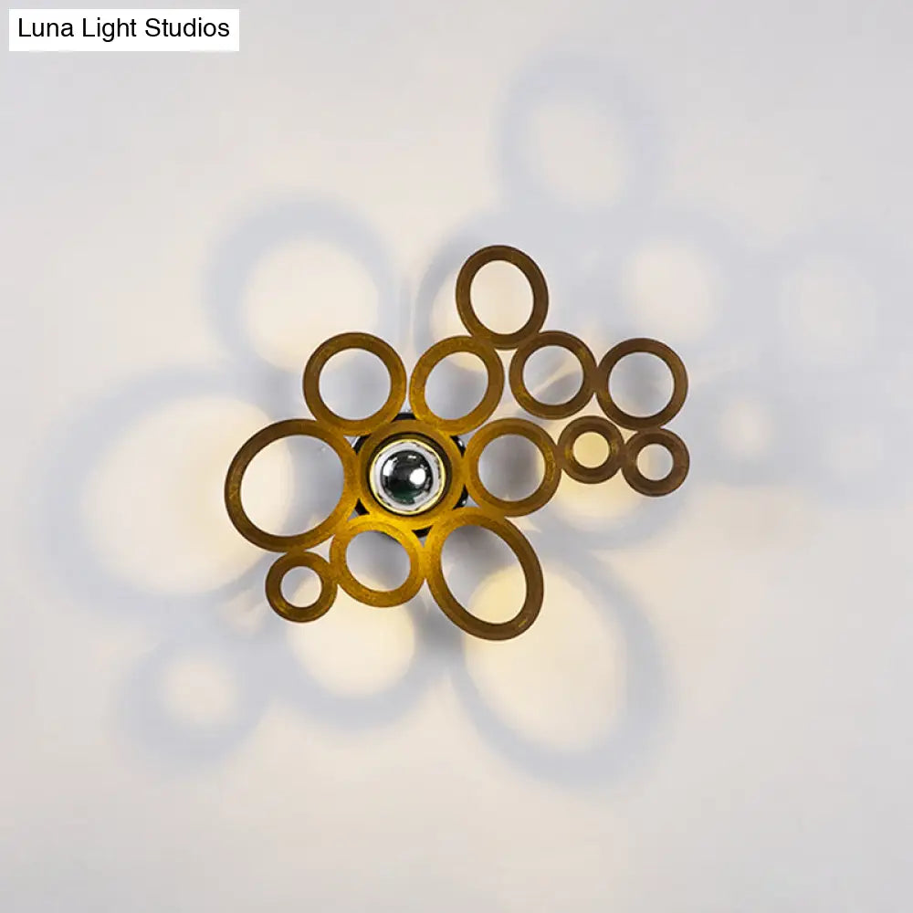 Modern Coffee Bubble Ring Sconce Light - Wood Wall Lighting For Living Room