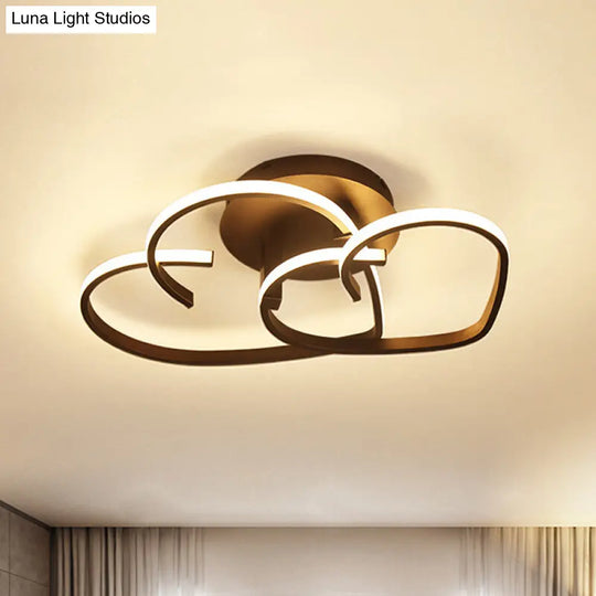 Modern Coffee Heart Frame Led Iron Flush Light Fixture With Stepless Dimming 21.5/25.5 Wide