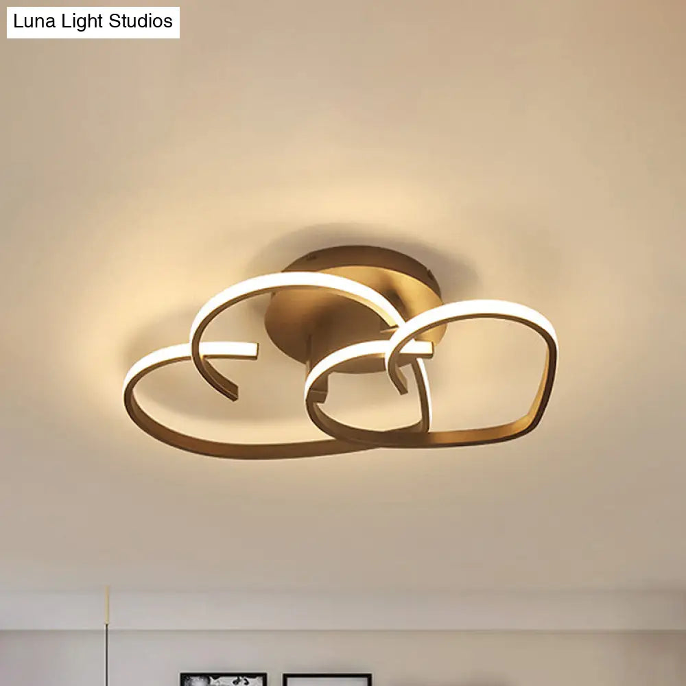 Modern Coffee Heart Frame Led Iron Flush Light Fixture With Stepless Dimming 21.5/25.5 Wide
