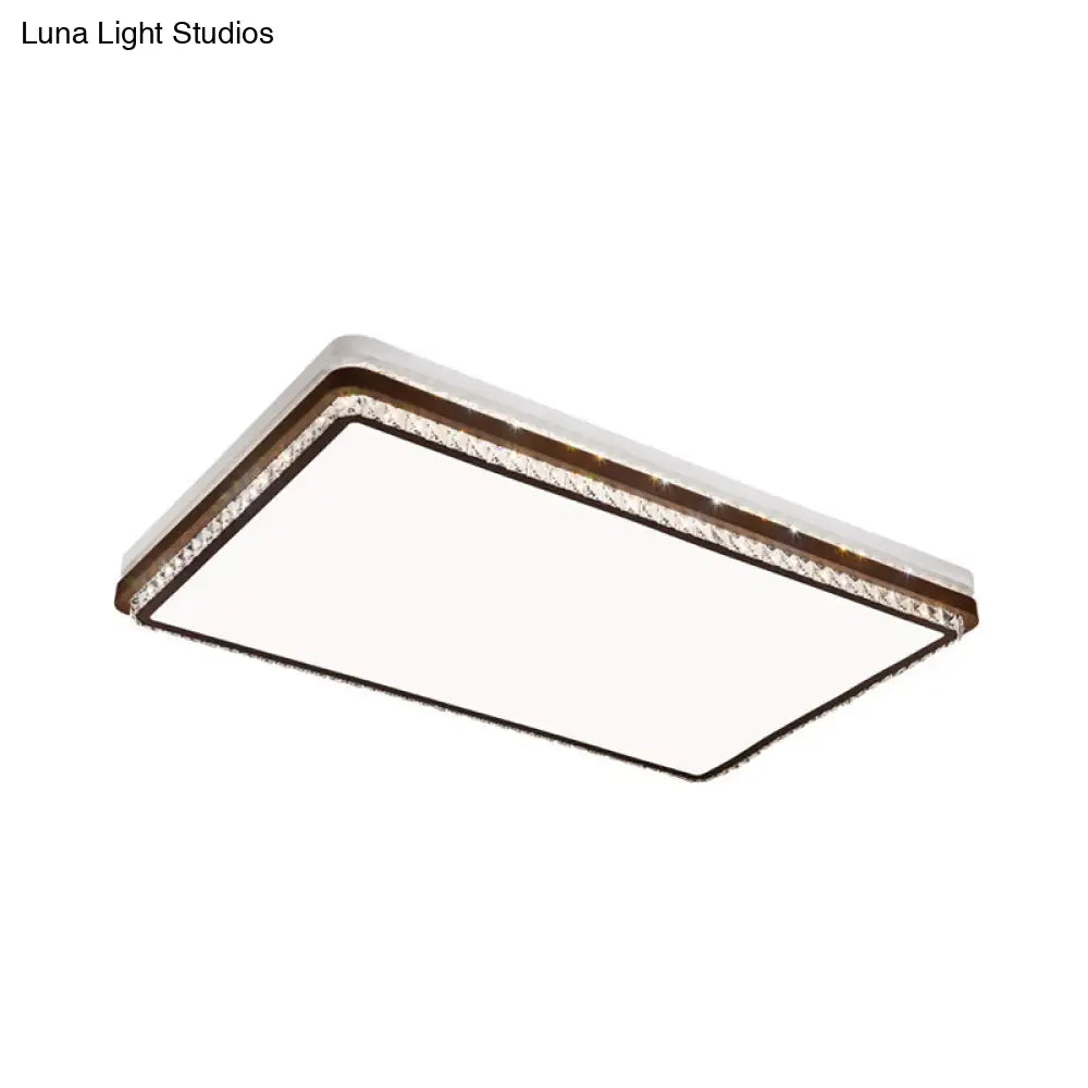 Modern Coffee Led Ceiling Light Fixture For Living Room - Dimmable Remote Control Multiple Shapes &