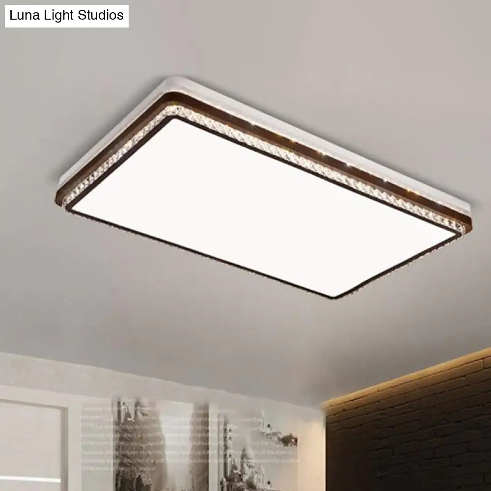 Modern Coffee Led Ceiling Light Fixture For Living Room - Dimmable Remote Control Multiple Shapes &