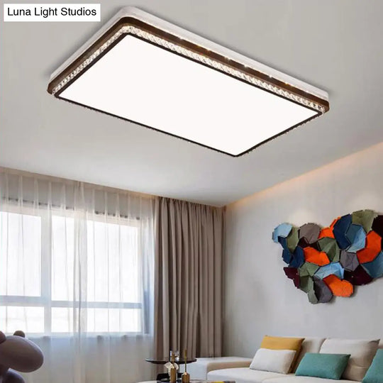 Modern Coffee Led Ceiling Light Fixture For Living Room - Dimmable Remote Control Multiple Shapes &