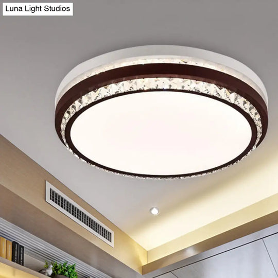 Modern Coffee Led Ceiling Light Fixture For Living Room - Dimmable Remote Control Multiple Shapes &