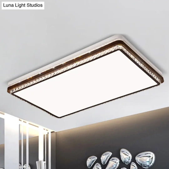 Modern Coffee Led Ceiling Light Fixture For Living Room - Dimmable Remote Control Multiple Shapes &