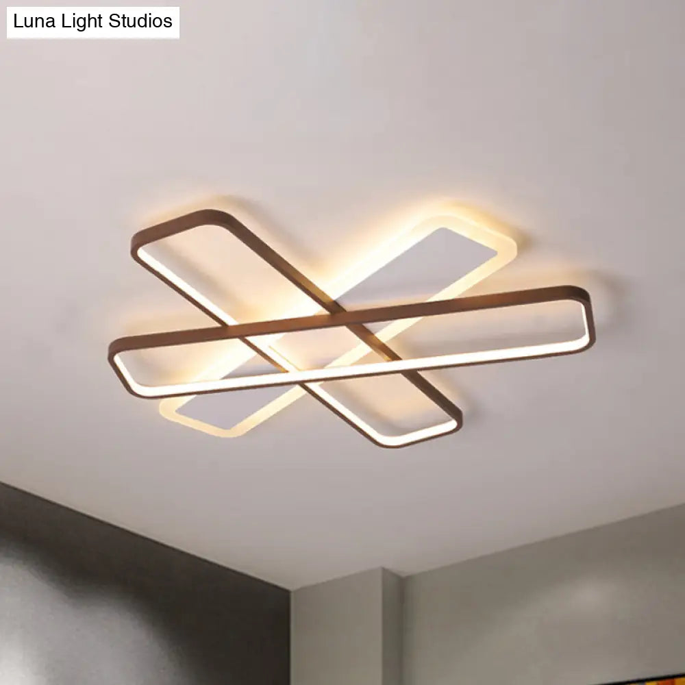 Modern Coffee Overlapped Ceiling Flush Lamp 23.5’/39’ - Super Thin Acrylic Warm/White Led