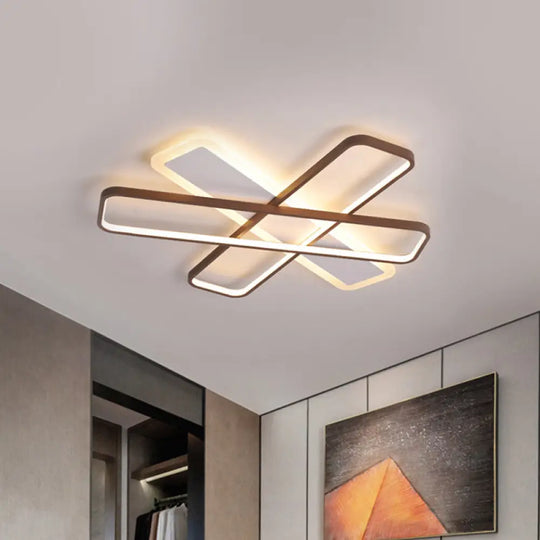 Modern Coffee Overlapped Ceiling Flush Lamp 23.5’/39’ - Super Thin Acrylic Warm/White Led /