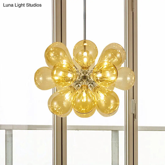 Modern 18-Head Cognac Glass Bubble Ceiling Light Chandelier Fixture