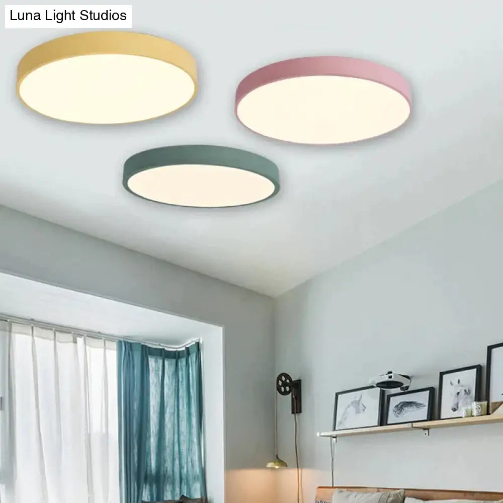 Modern Colorful Macaron Round Led Ceiling Light Kids Room Lamparas De Techo Lustre Lamp