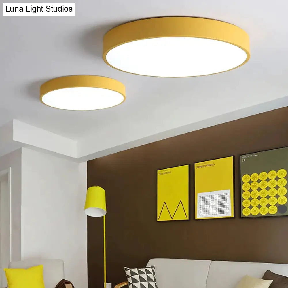 Modern Colorful Macaron Round Led Ceiling Light Kids Room Lamparas De Techo Lustre Lamp Yellow /