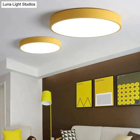 Modern Colorful Macaron Round Led Ceiling Light Kids Room Lamparas De Techo Lustre Lamp Yellow /