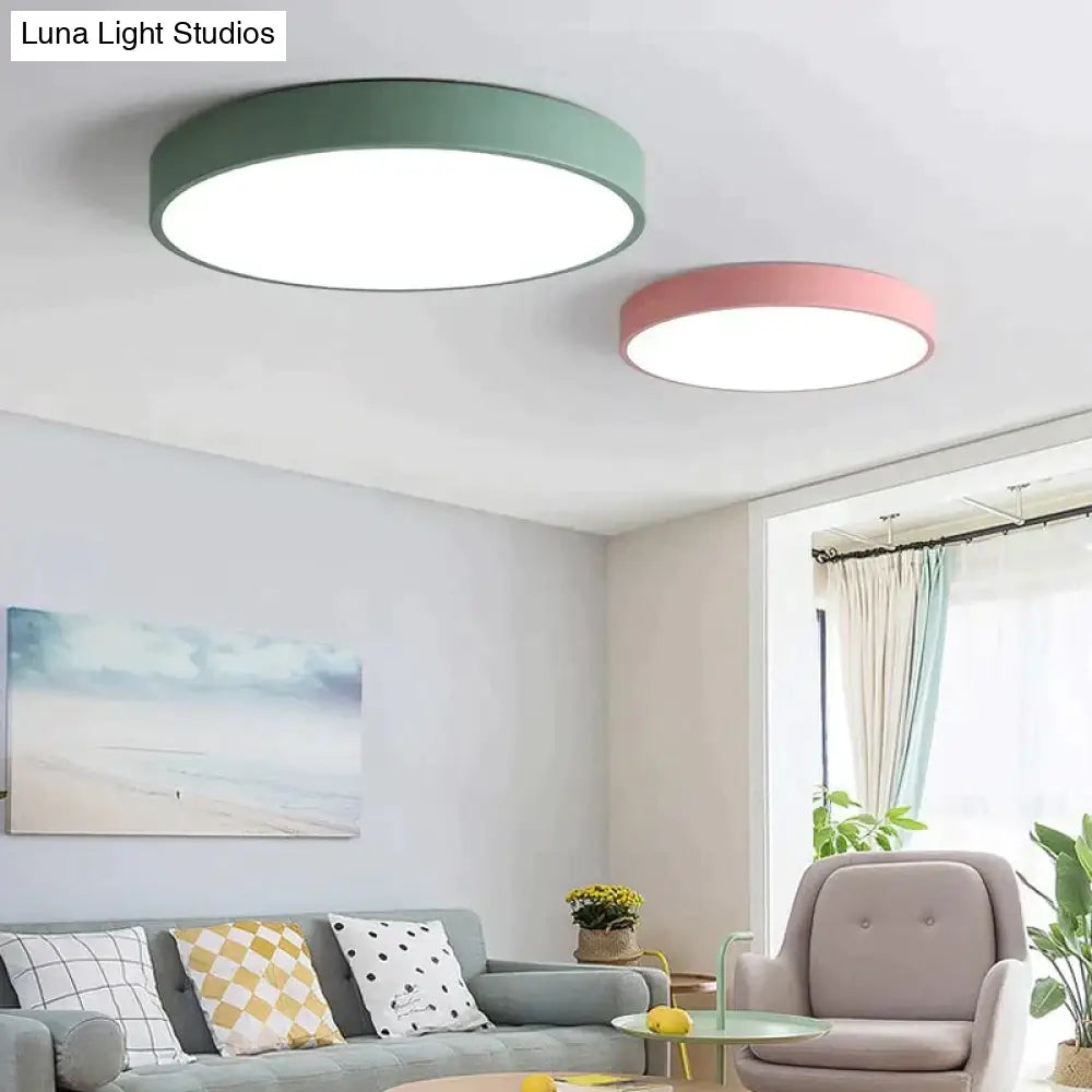 Modern Colorful Macaron Round Led Ceiling Light Kids Room Lamparas De Techo Lustre Lamp