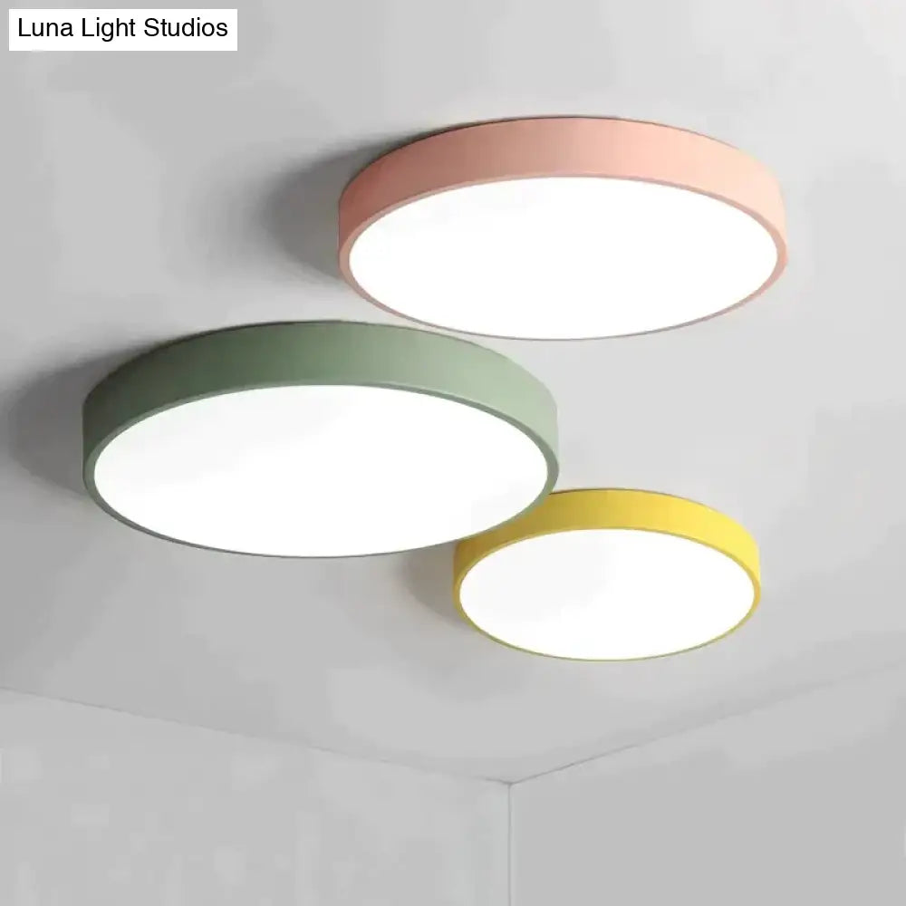 Modern Colorful Macaron Round Led Ceiling Light Kids Room Lamparas De Techo Lustre Lamp