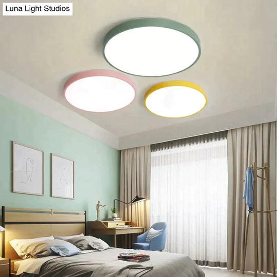 Modern Colorful Macaron Round Led Ceiling Light Kids Room Lamparas De Techo Lustre Lamp