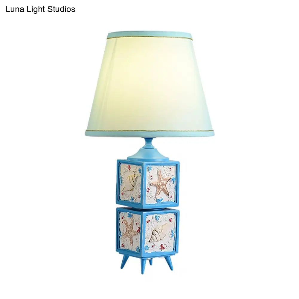 Modern Conch Cubic Resin Night Table Lamp: Light/Sky Blue Shade 1-Light Task Lighting