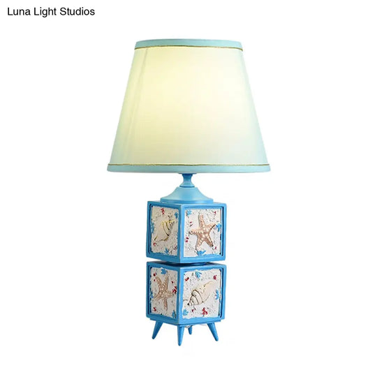 Modern Conch Cubic Resin Night Table Lamp: Light/Sky Blue Shade 1-Light Task Lighting