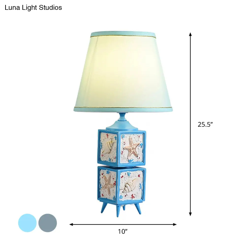 Modern Conch Cubic Resin Night Table Lamp: Light/Sky Blue Shade 1-Light Task Lighting