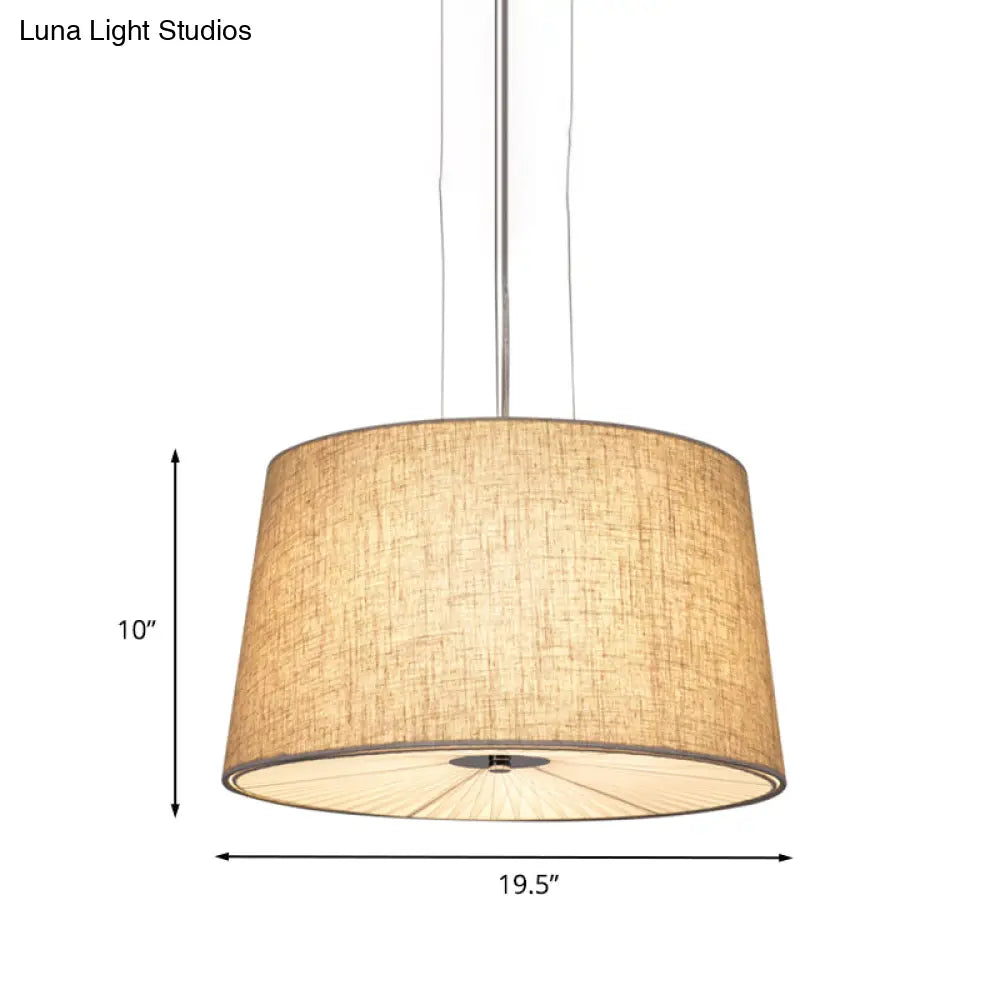 Modern Cone Ceiling Chandelier Fabric Light With Diffuser - Flaxen Finish