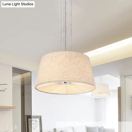 Modern Cone Ceiling Chandelier Fabric Light With Diffuser - Flaxen Finish