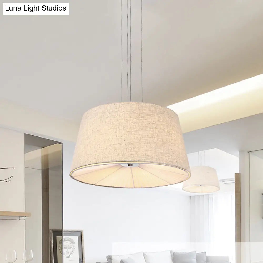 Modern 5-Bulb Cone Ceiling Chandelier With Incurvated Diffuser In Flaxen Fabric