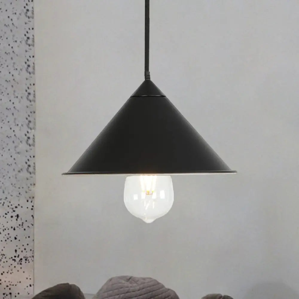 Modern Cone Ceiling Lamp - Single Bulb Suspended Light In Black/Grey/Pink For Kitchen Black