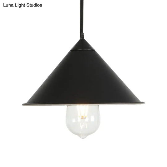 Contemporary Cone Ceiling Lamp - 1 Bulb Metal Suspended Light (Black/Grey/Pink) For Kitchen