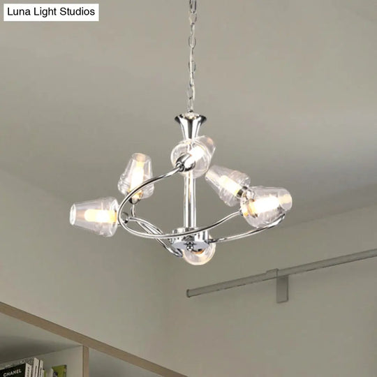 Modern Cone Chandelier - Clear Glass Multi-Light Led Pendant Lamp With Chrome Finish