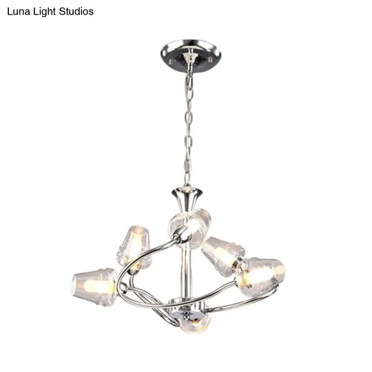 Modern Cone Chandelier - Clear Glass Multi-Light Led Pendant Lamp With Chrome Finish