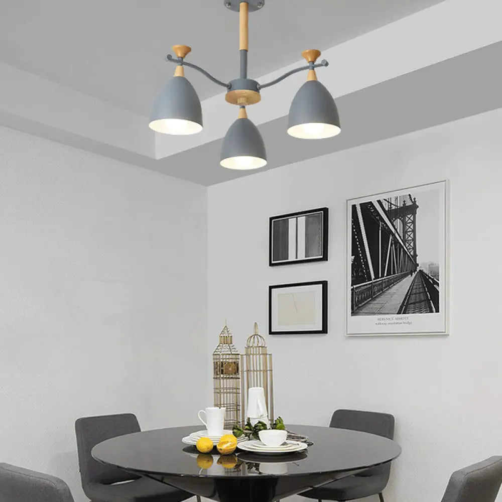 Modern Cone Chandelier Pendant Light - Metal Hanging Ceiling For Bedroom (3/6/8 Lights)