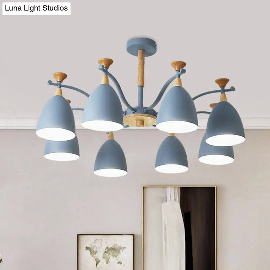 Modern Cone Chandelier Pendant Light - Metal Hanging Ceiling For Bedroom (3/6/8 Lights)