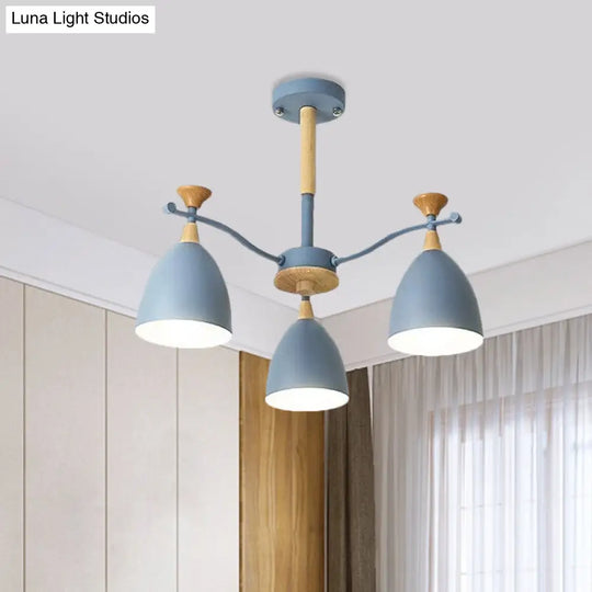 Contemporary Cone Chandelier Pendant Light - Metal 3/6/8 Lights Grey/White/Green Bedroom Lighting