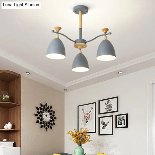 Modern Cone Chandelier Pendant Light - Metal Hanging Ceiling For Bedroom (3/6/8 Lights)