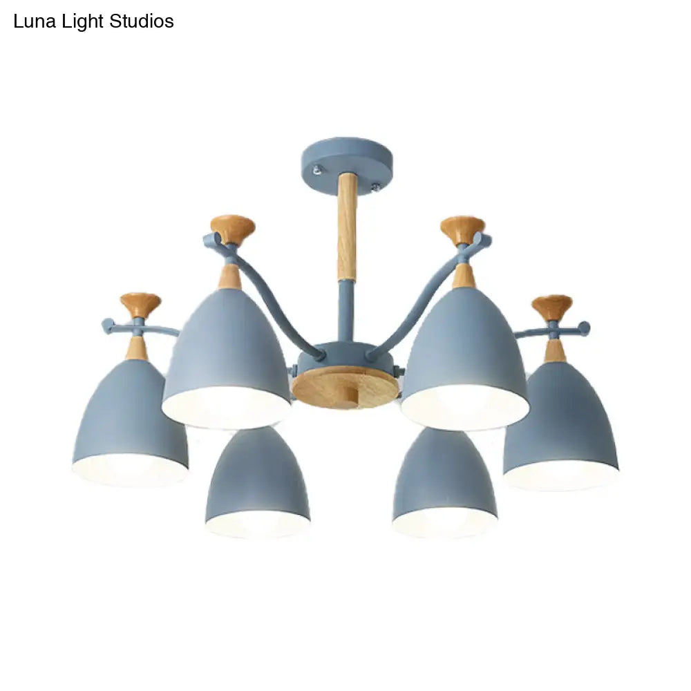 Contemporary Cone Chandelier Pendant Light - Metal 3/6/8 Lights Grey/White/Green Bedroom Lighting