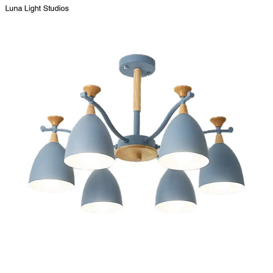 Contemporary Cone Chandelier Pendant Light - Metal 3/6/8 Lights Grey/White/Green Bedroom Lighting