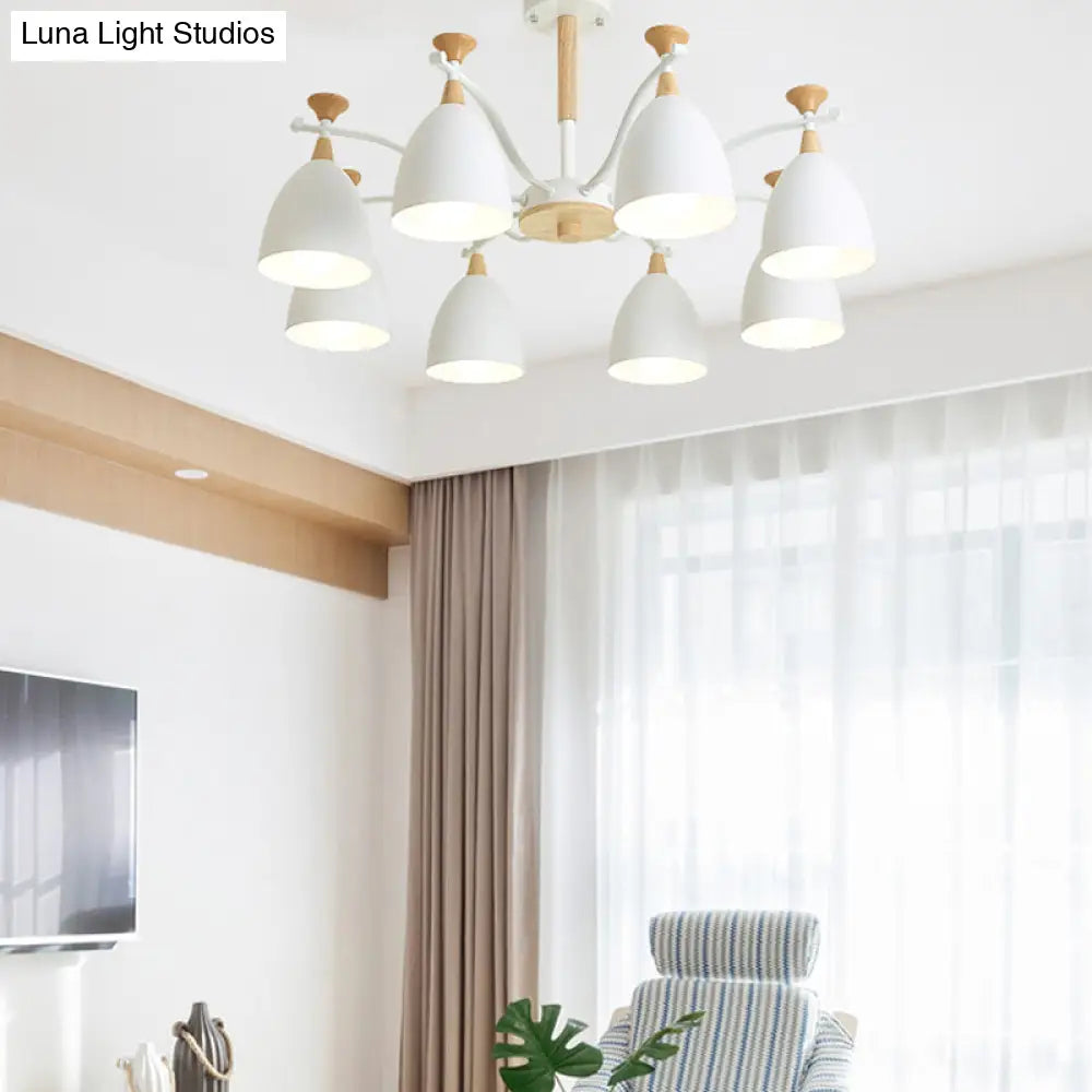 Modern Cone Chandelier Pendant Light - Metal Hanging Ceiling For Bedroom (3/6/8 Lights)