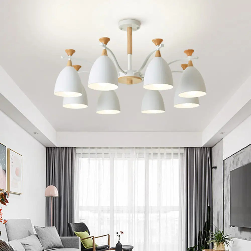 Modern Cone Chandelier Pendant Light - Metal Hanging Ceiling For Bedroom (3/6/8 Lights)