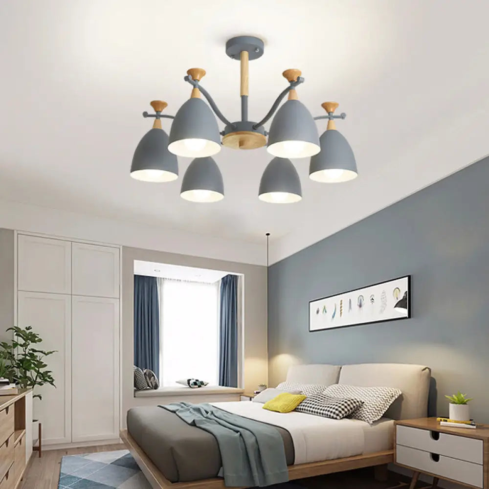 Modern Cone Chandelier Pendant Light - Metal Hanging Ceiling For Bedroom (3/6/8 Lights)