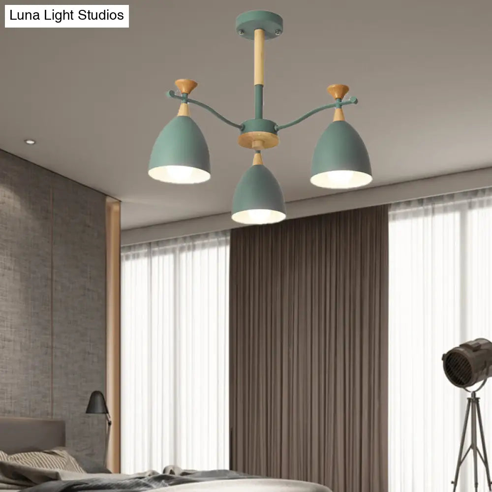 Contemporary Cone Chandelier Pendant Light - Metal 3/6/8 Lights Grey/White/Green Bedroom Lighting 3