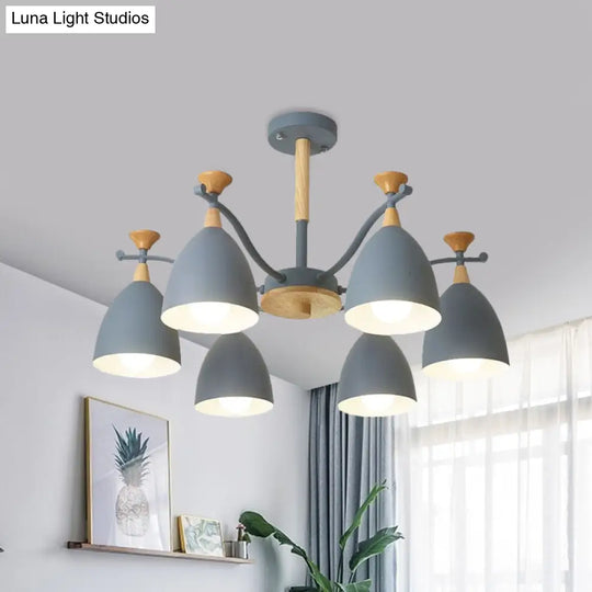 Modern Cone Chandelier Pendant Light - Metal Hanging Ceiling For Bedroom (3/6/8 Lights)