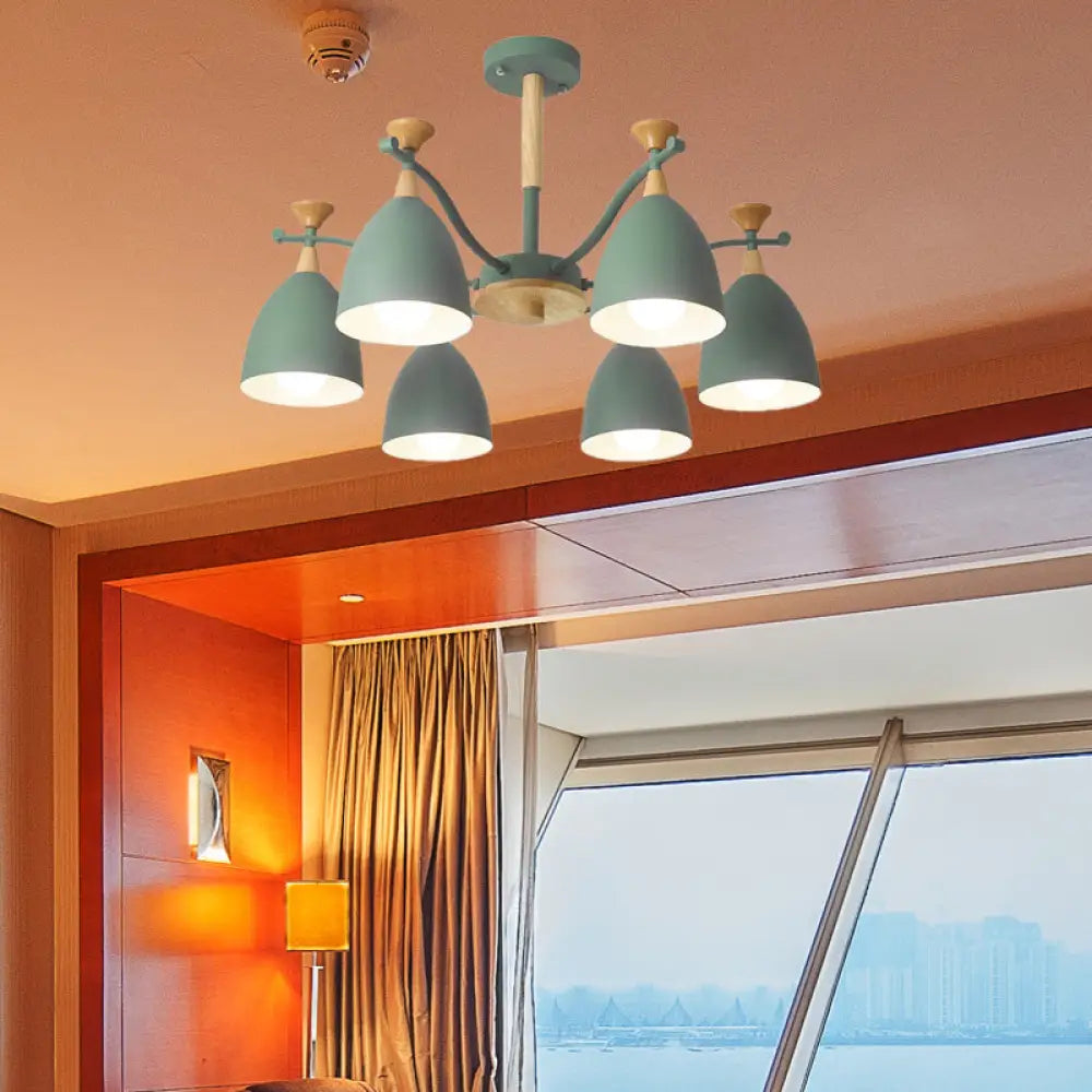 Modern Cone Chandelier Pendant Light - Metal Hanging Ceiling For Bedroom (3/6/8 Lights)