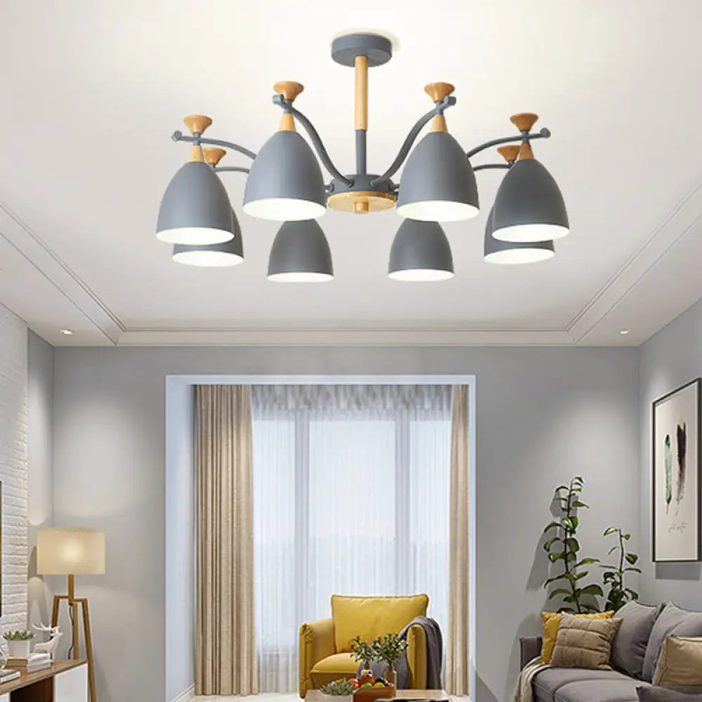 Modern Cone Chandelier Pendant Light - Metal Hanging Ceiling For Bedroom (3/6/8 Lights)