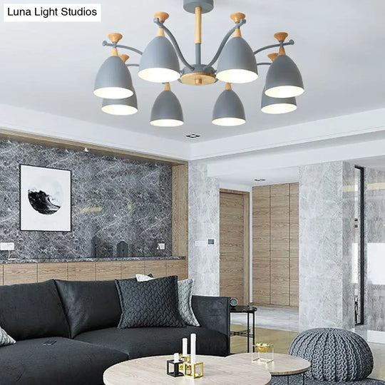 Modern Cone Chandelier Pendant Light - Metal Hanging Ceiling For Bedroom (3/6/8 Lights)