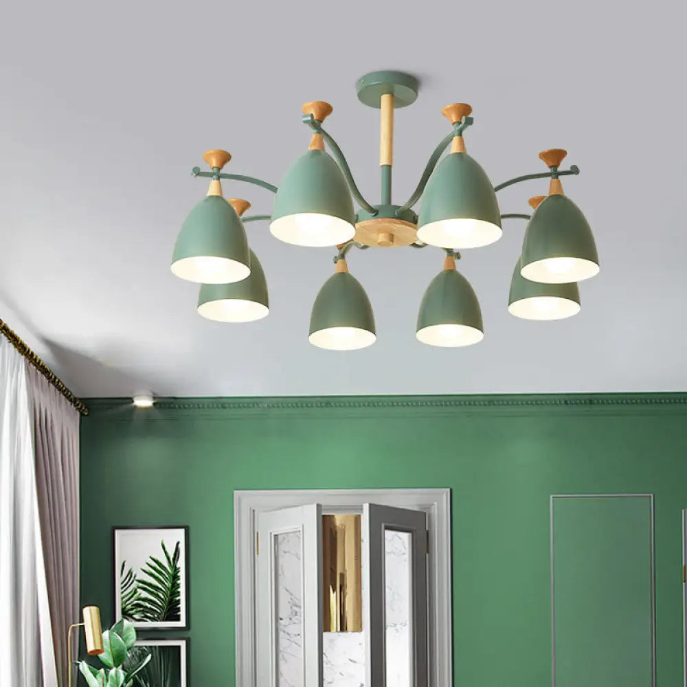 Modern Cone Chandelier Pendant Light - Metal Hanging Ceiling For Bedroom (3/6/8 Lights)