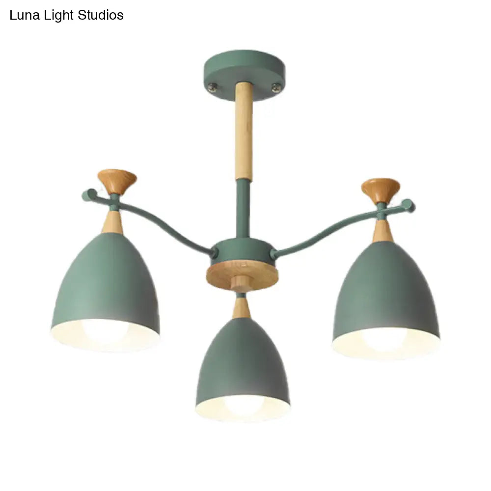 Contemporary Cone Chandelier Pendant Light - Metal 3/6/8 Lights Grey/White/Green Bedroom Lighting